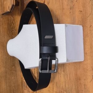 Dickies Black Leather Belt Gunmetal Buckle Size 46-48